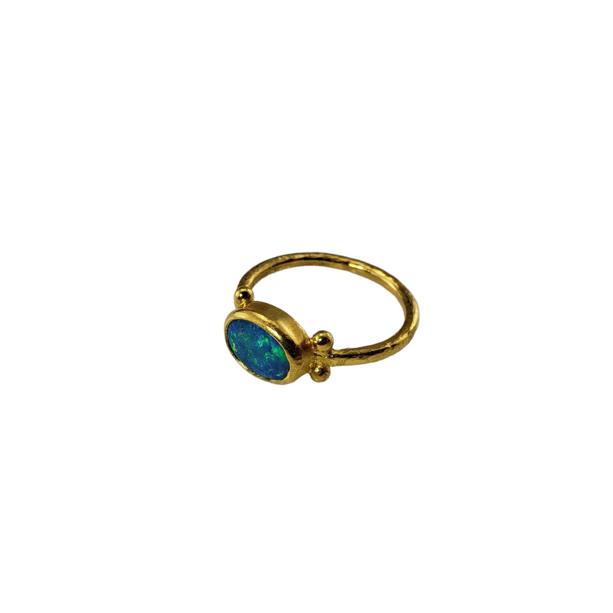 24 Karat Yellow Gold Black Opal Ring Size 7 #15907 In Good Condition In Washington Depot, CT