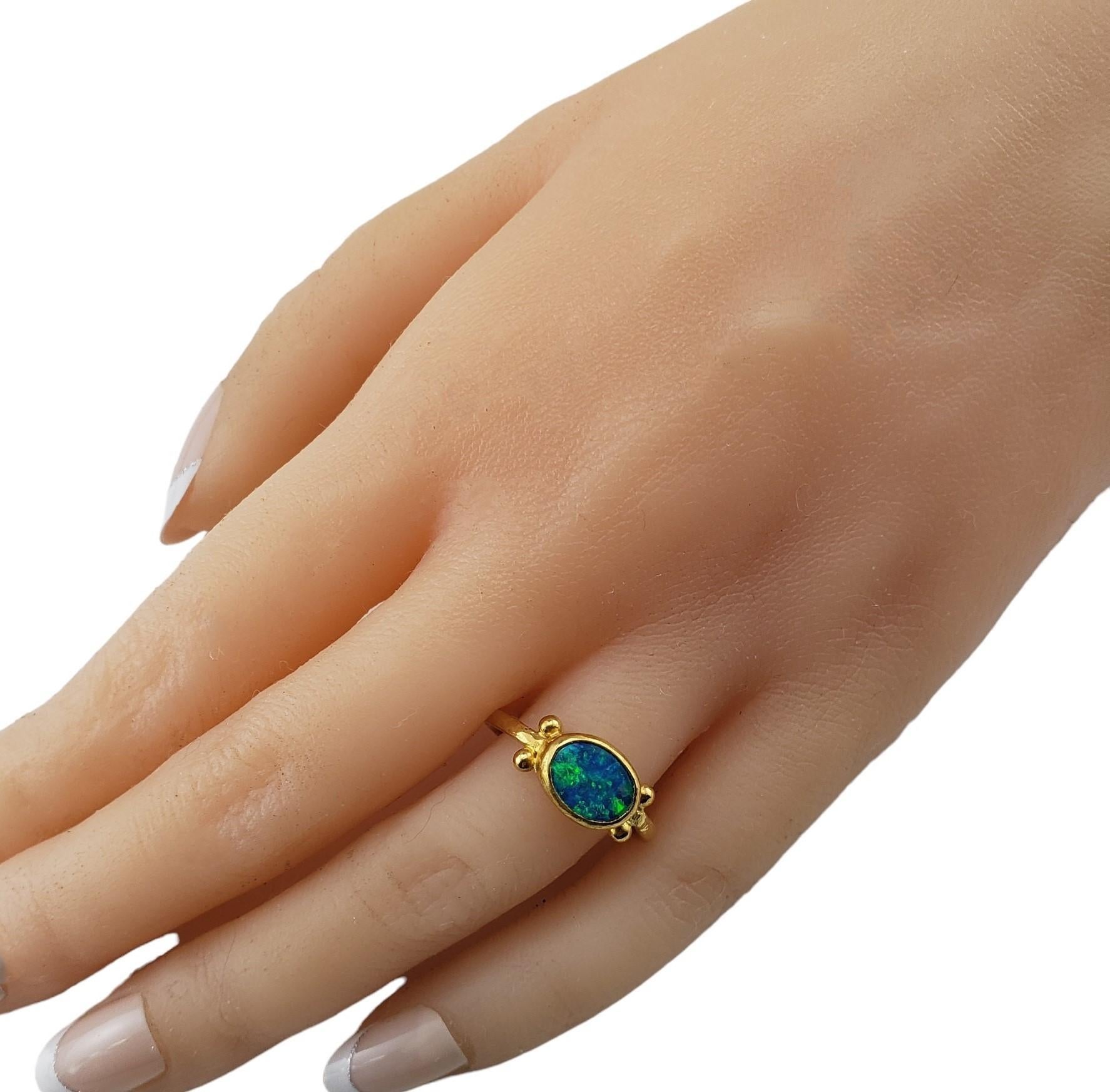 24 Karat Yellow Gold Black Opal Ring Size 7 #15907 2