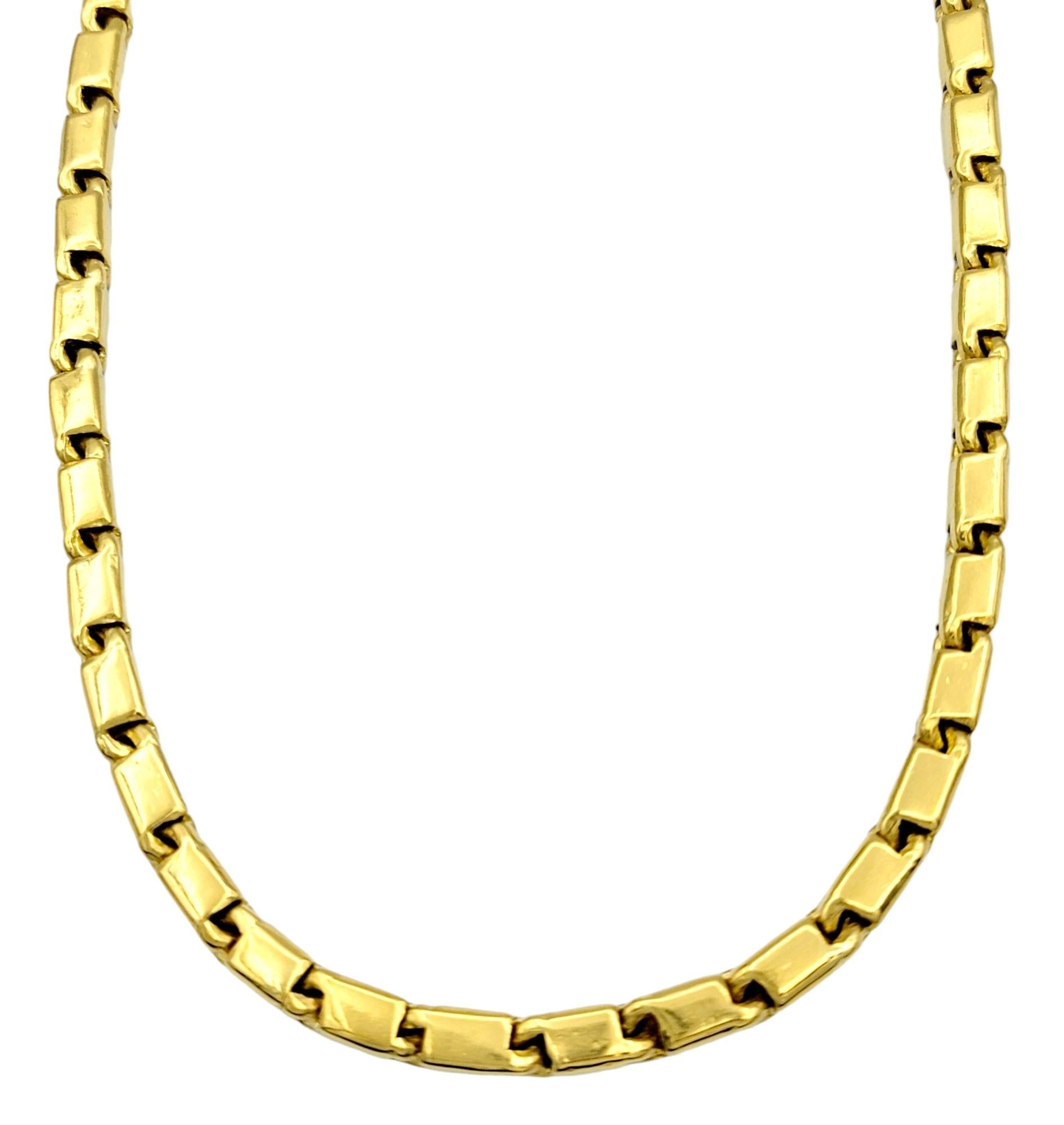 This exceptional 24 karat yellow gold chunky box chain necklace exemplifies the pinnacle of luxury and craftsmanship. The use of pure 24 karat gold ensures not only a resplendent, rich color but also conveys a high quality and weight that sets it