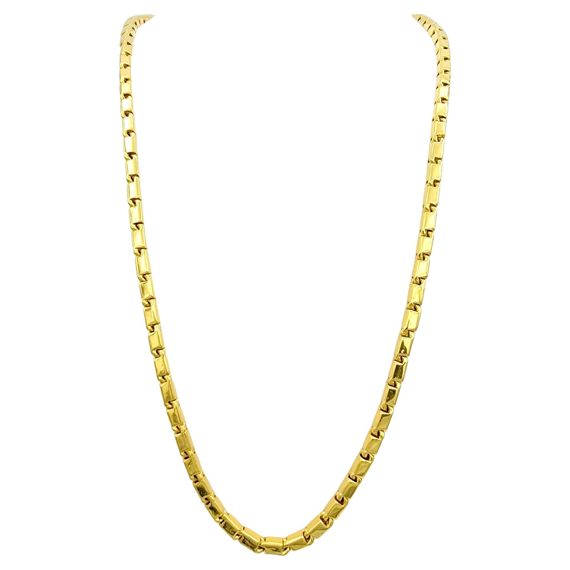 24 Karat Yellow Gold Chunky Box Link Layering Chain Necklace 27.5" Long 