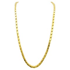 24 Karat Yellow Gold Chunky Box Link Layering Chain Necklace 27.5" Long 