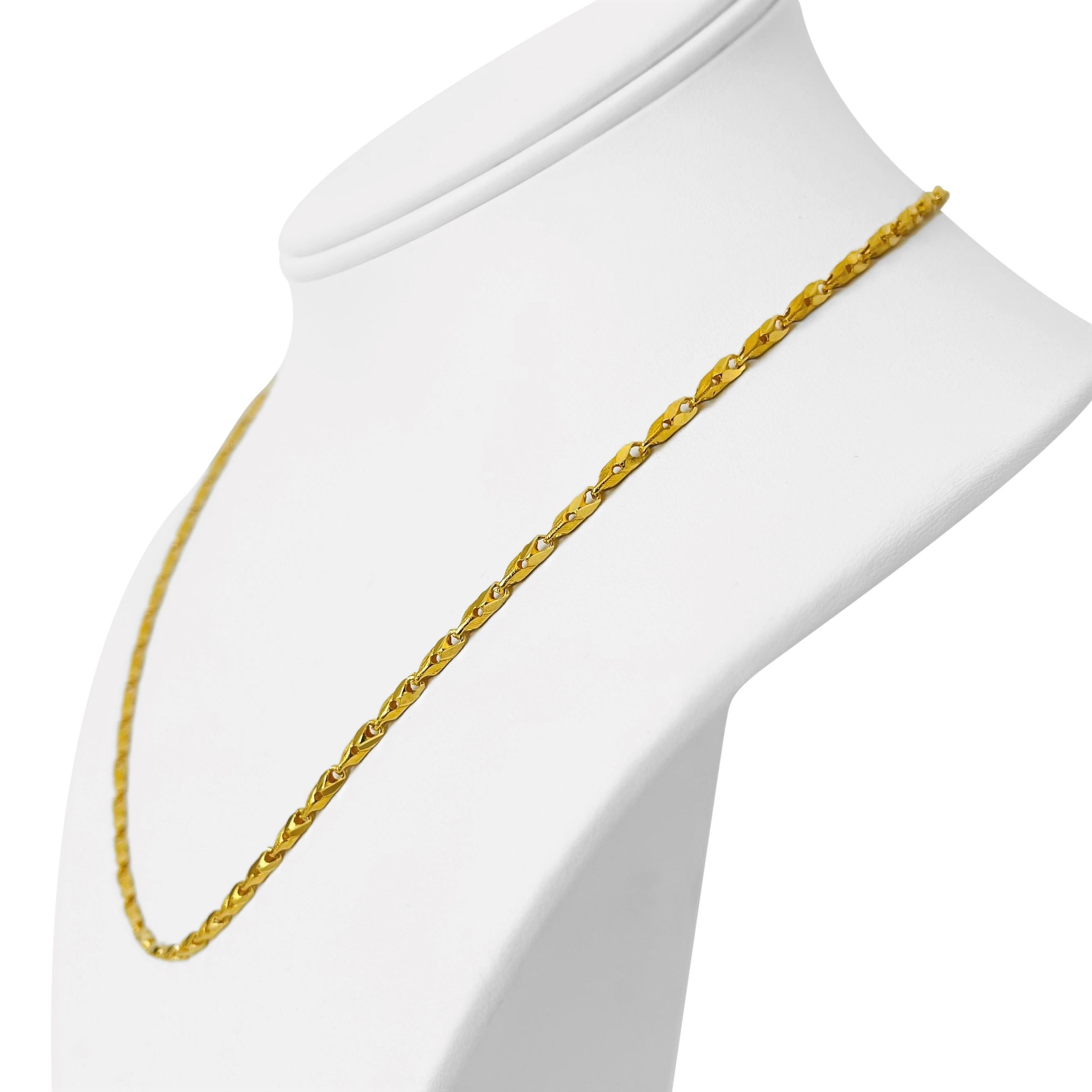 24k Yellow Gold 12.6g Diamond Cut 2mm Fancy Link Chain Necklace 19