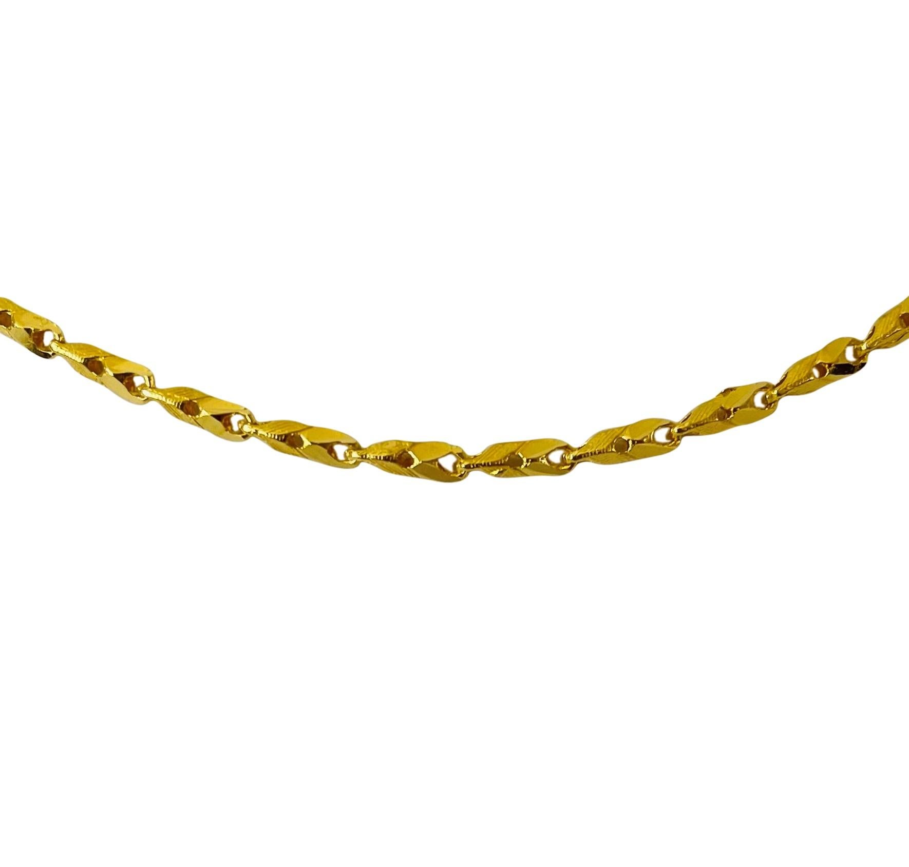 24 Karat Yellow Gold Diamond Cut Fancy Link Chain Necklace In Good Condition In Guilford, CT