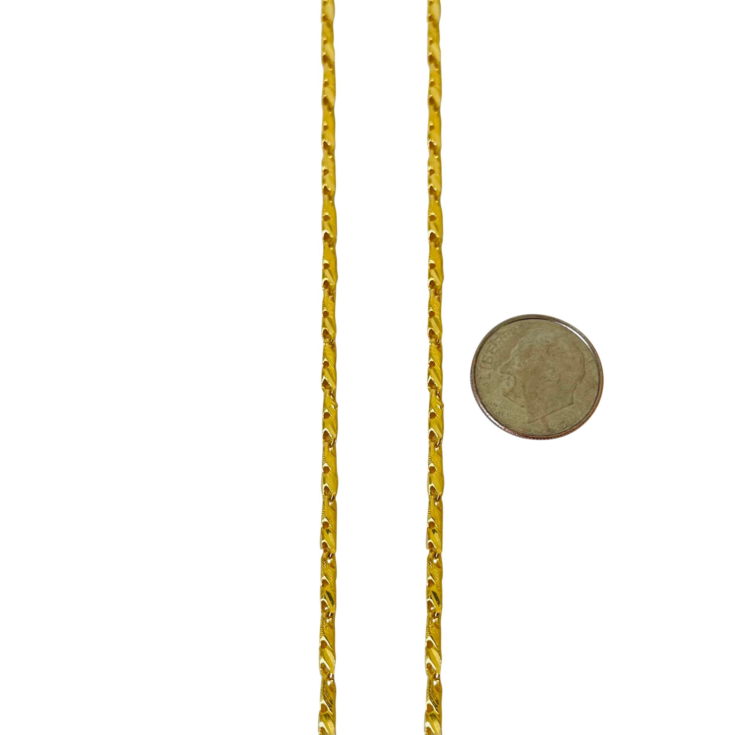 Women's or Men's 24 Karat Yellow Gold Diamond Cut Fancy Link Chain Necklace