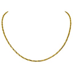 24 Karat Yellow Gold Diamond Cut Fancy Link Chain Necklace