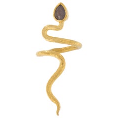 24 Karat Yellow Gold Diamond Serpent Ring