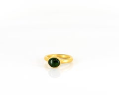 24 Karat Yellow Gold Green and Pink Tourmaline Stackable Rings