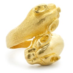 24 Karat Yellow Gold Panther Bypass Ring