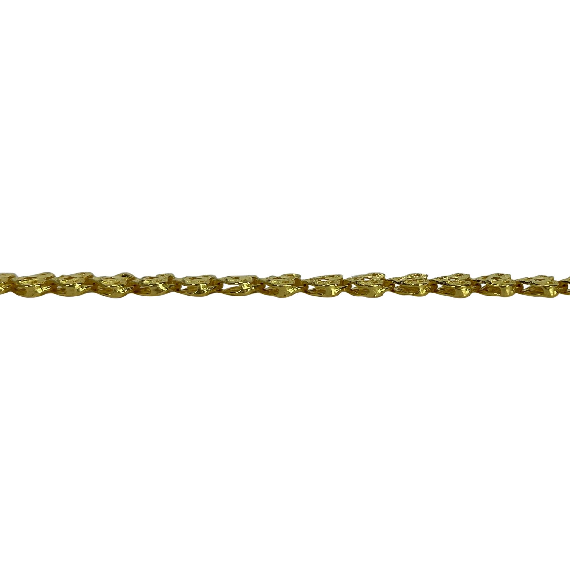 Women's 24 Karat Yellow Gold Pure Solid Diamond Cut Fancy Heart Link Bracelet