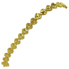 24 Karat Yellow Gold Pure Solid Diamond Cut Fancy Heart Link Bracelet
