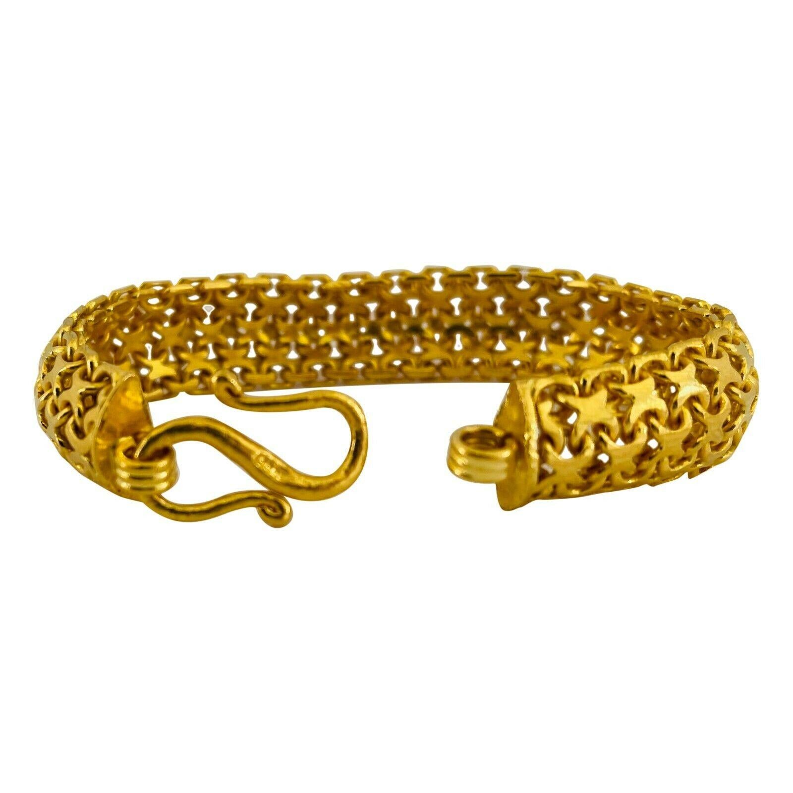 24 Karat Yellow Gold Solid Heavy Fancy Link Bracelet 1