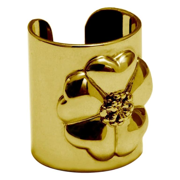 For Sale:  24 Karat Yellow Gold Vermeil Blossom Cuff Ring