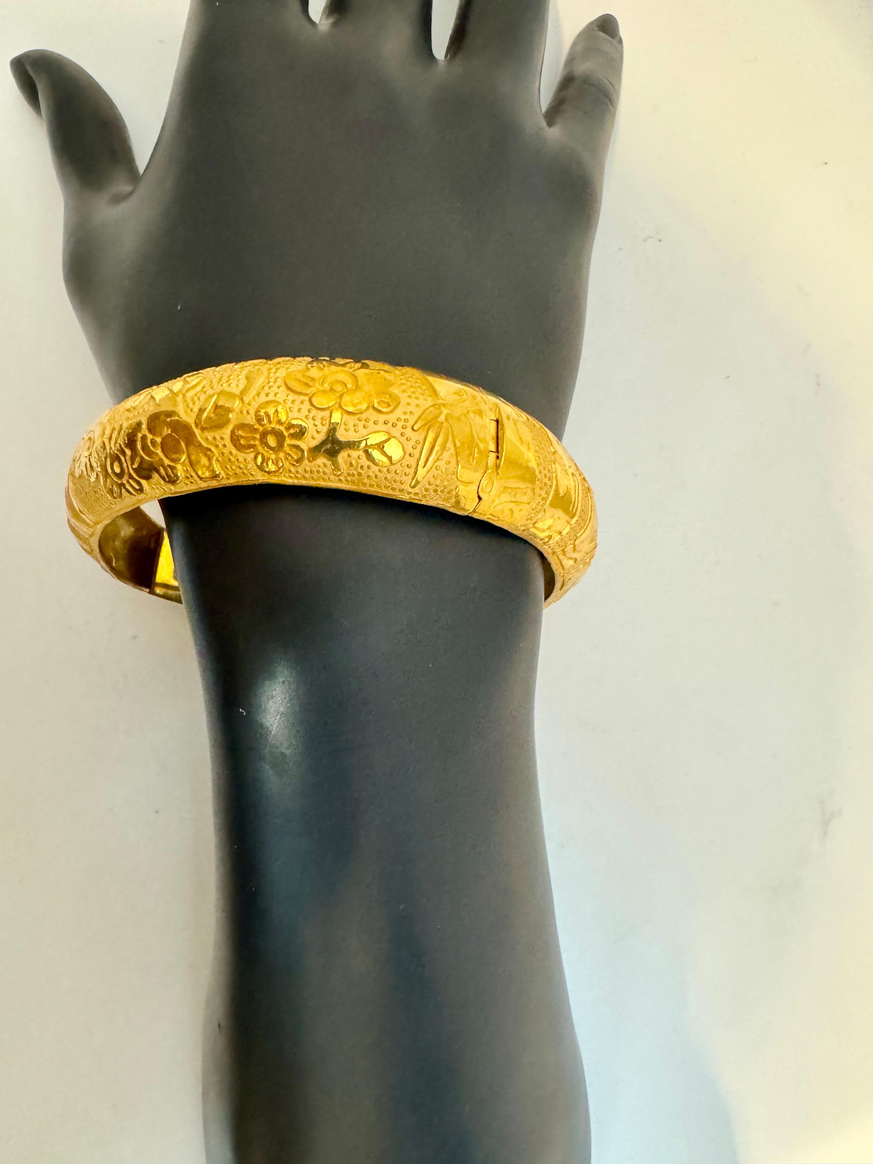 24 Karat Yellow Pure Gold 75.1 Gm Large Bangle Bracelet, 2.4 OZ of Gold 12