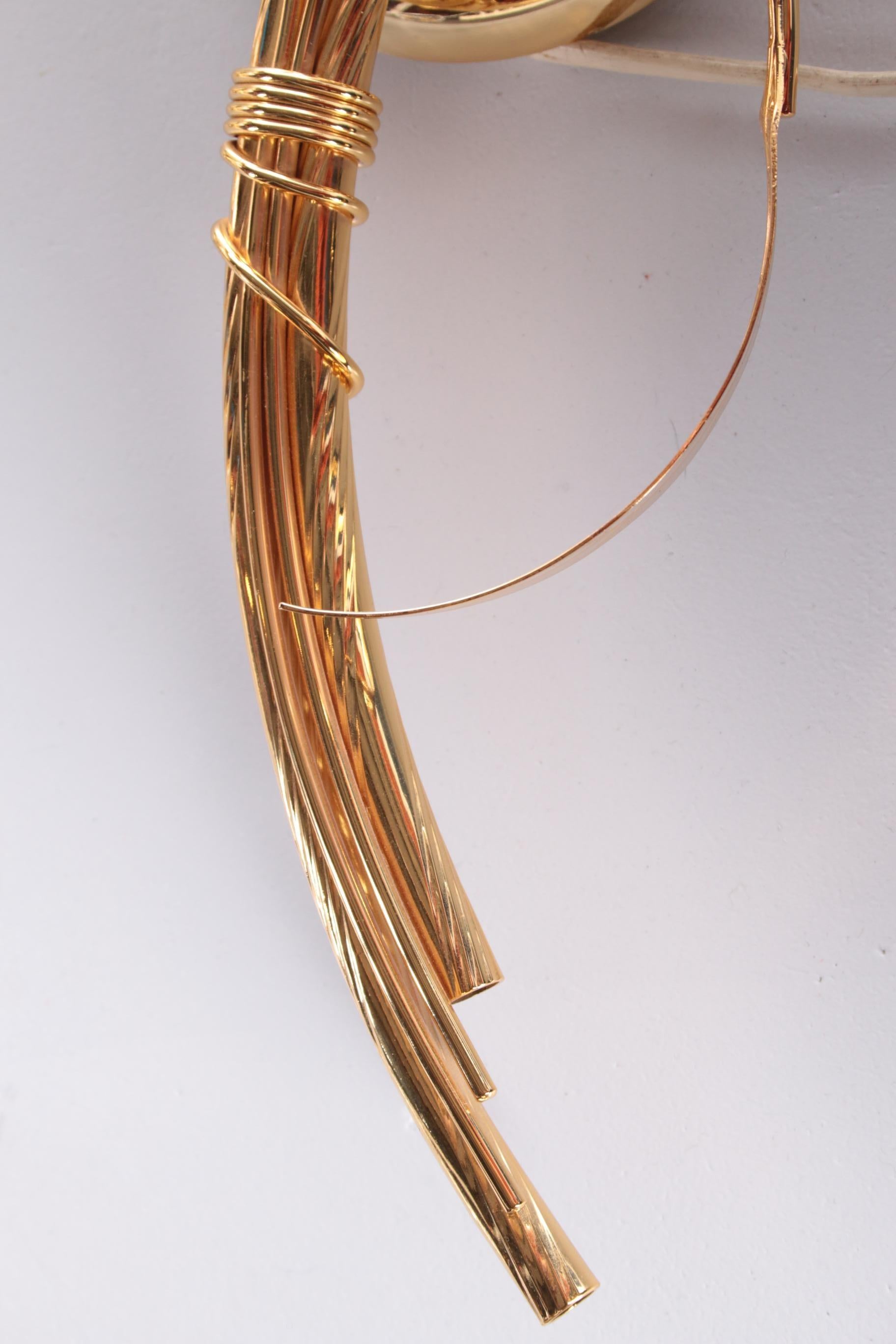 Lámparas de Pared de Vidrio Tulipán Diseño Italiano Placa de Oro de 24 ct  1970 Metal en venta