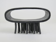 Multi-Leg Organic Modern Black Glazed Ceramic Sculpture by Helena Starcevic
