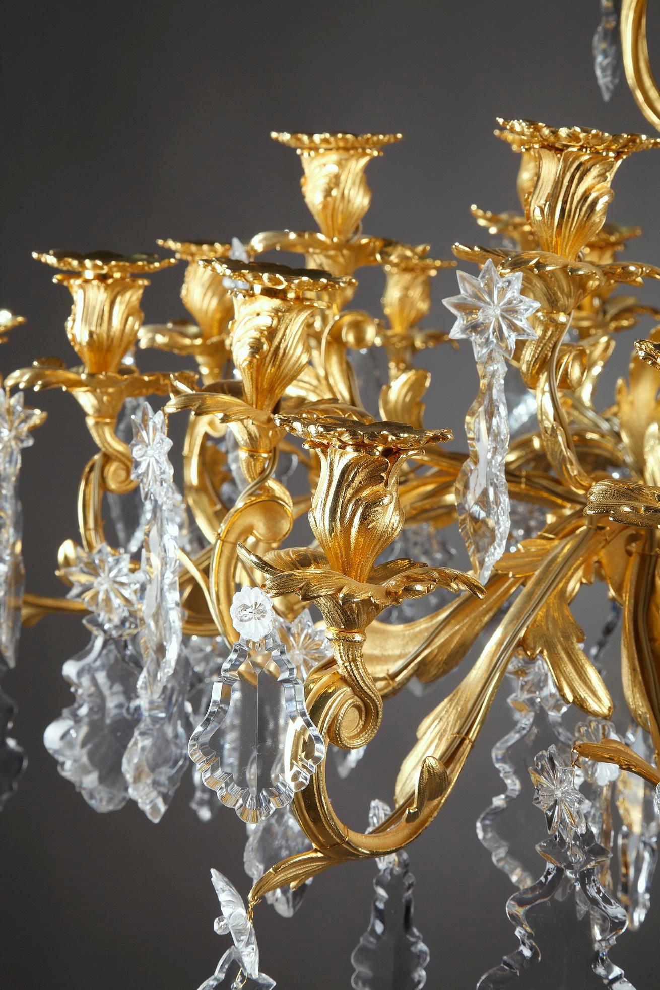 Crystal 24-Light Chandelier in Louis XV Style