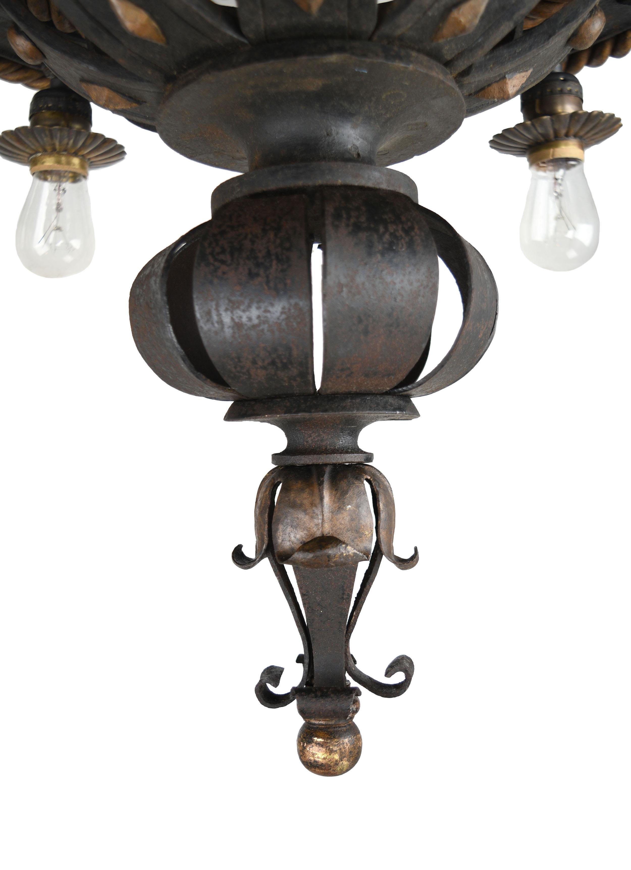 24-Light Iron and Brass Flush Mount Chandelier 1