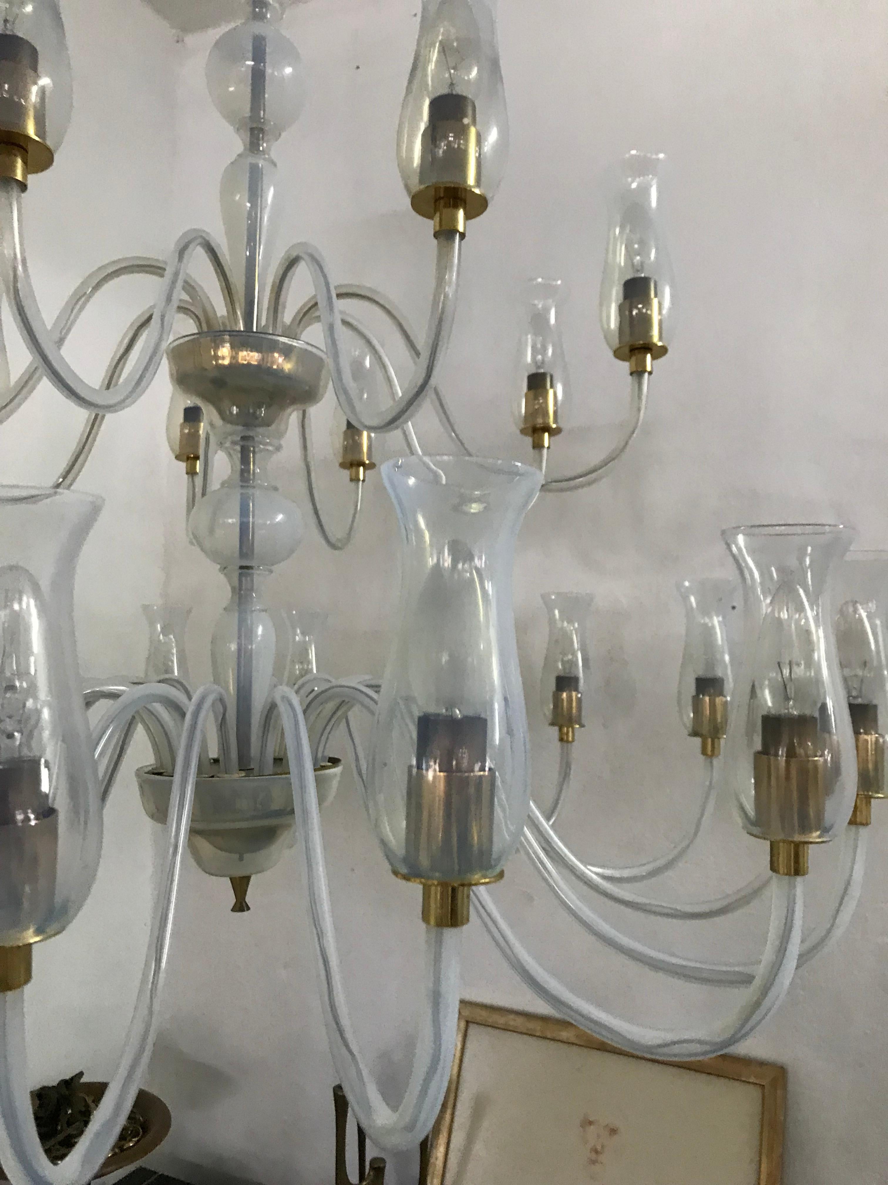 Fin du 20e siècle Lustre moderne mi-siècle à 24 lumières en verre de Murano de Cenedese, vers 1970 en vente