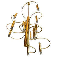 24-Light Space Age Brass Chandelier, Germany, 1970s