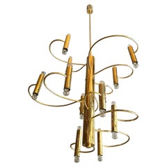 24-Light Space Age Brass Chandelier, Germany, 1970s