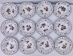 24 Meissen Plates with Reticulated Borders and Floral Decoration, Early 1900s