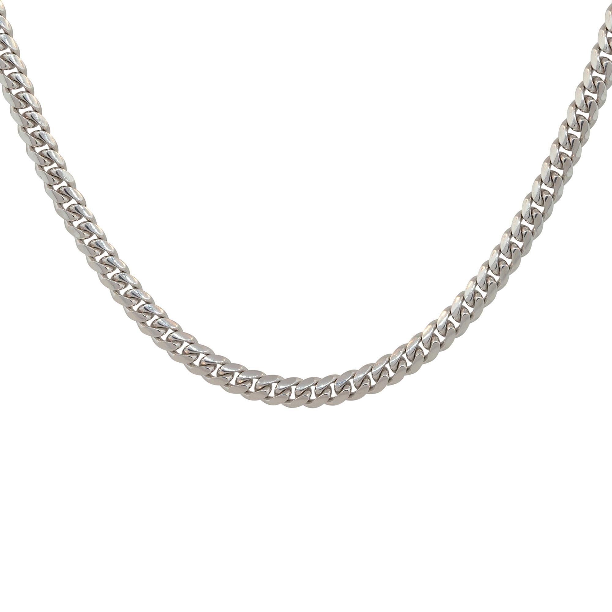 14k White Gold 24″ Men's 4mm Miami Cuban Link Chain

Material: 14k White Gold
Measurements: Necklace Measures 24″ in Length and 4mm in Thickness
Fastening: Spring Ring Clasp
Item Weight: 29.9g (19.2dwt)
Additional Details: This item comes with a