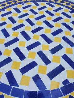 Moroccan Mosaic Table, Blue White and Yellow, Choose Your Height