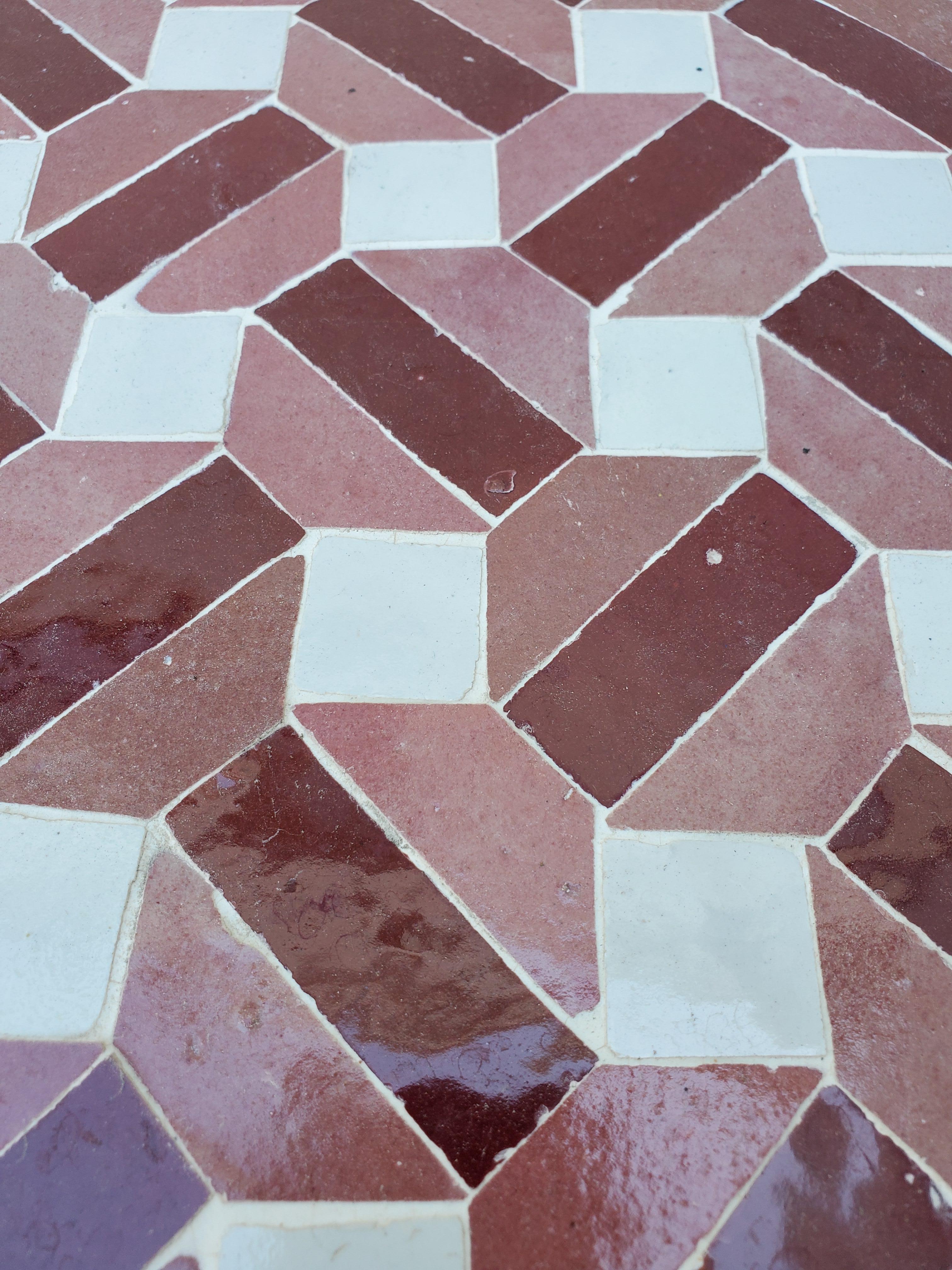 Hand-Crafted Moroccan Mosaic Table, Tri Color For Sale