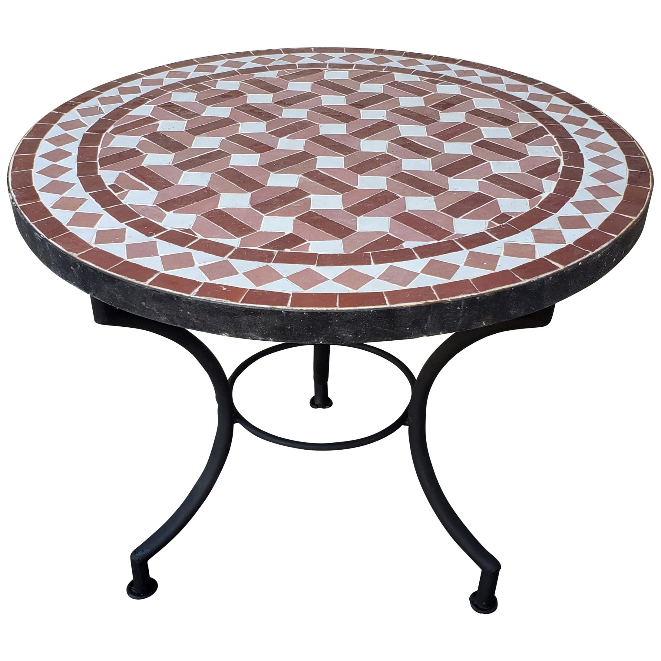 Moroccan Mosaic Table, Tri Color For Sale