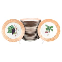 24 Vintage Mottahedeh For Vista Alegre Porcelain Dinner Plates- "Summer Fruit"