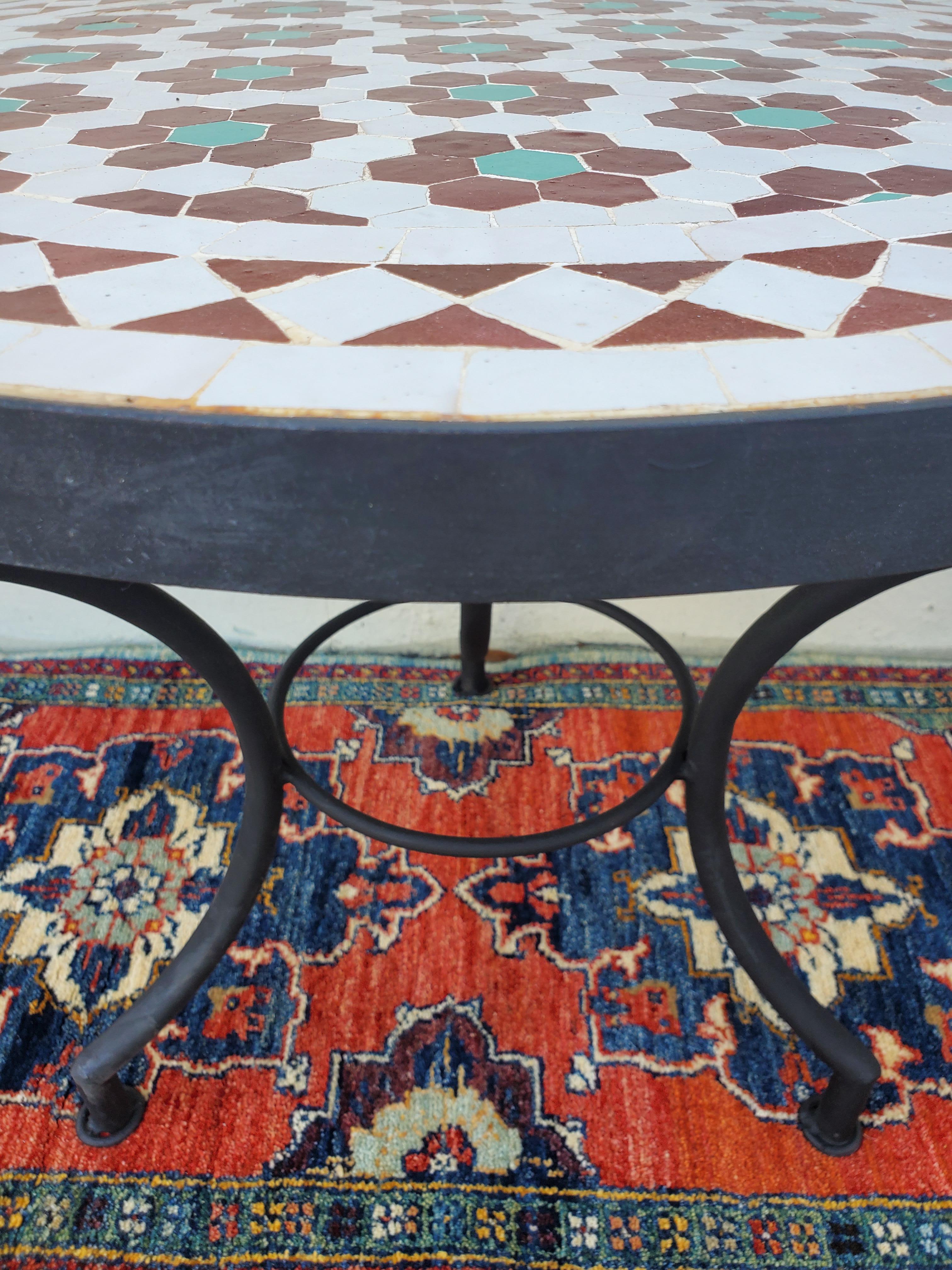 Hand-Crafted Multi-Color Moroccan Mosaic Table, Choice of Base Height For Sale