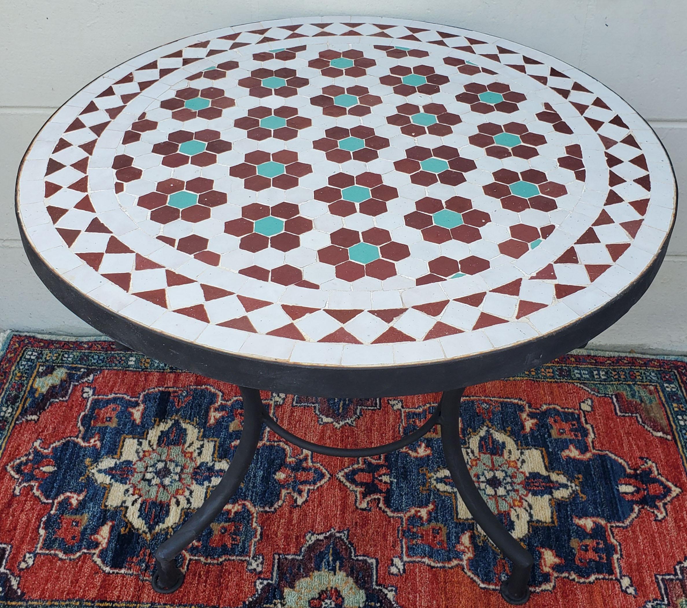 Multi-Color Moroccan Mosaic Table, Choice of Base Height In New Condition For Sale In Orlando, FL