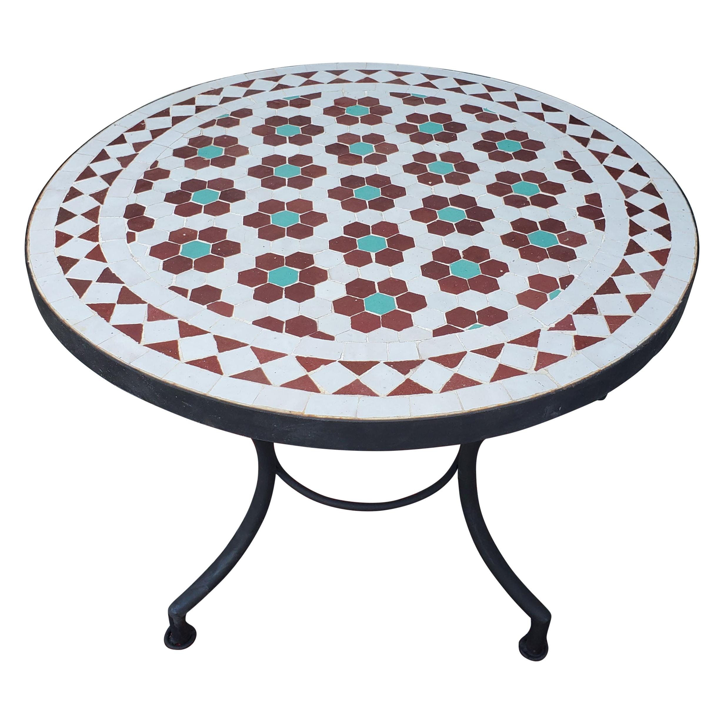 Multi-Color Moroccan Mosaic Table, Choice of Base Height For Sale