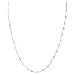 24" Natural White Diamond(6.28 carat) Necklace in 18 Karat White Gold
