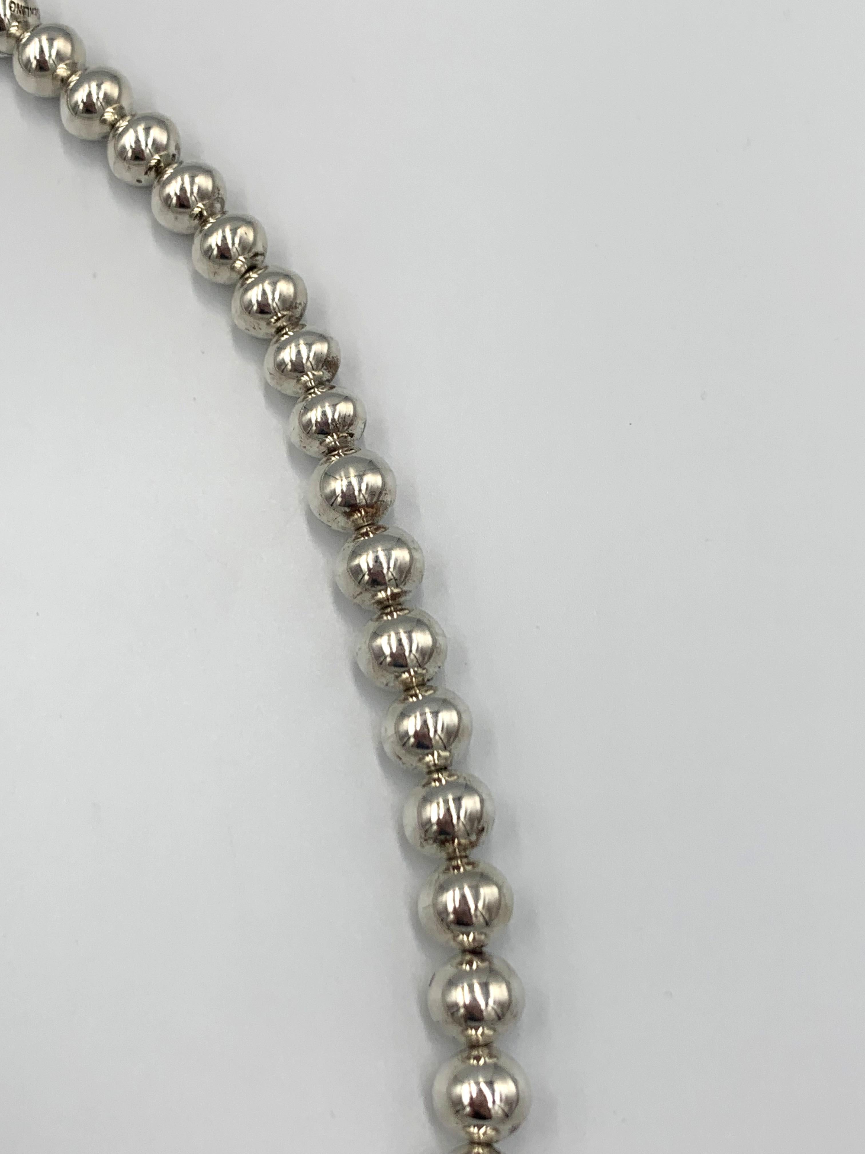 Collar de plata de ley con perlas navajo de 24