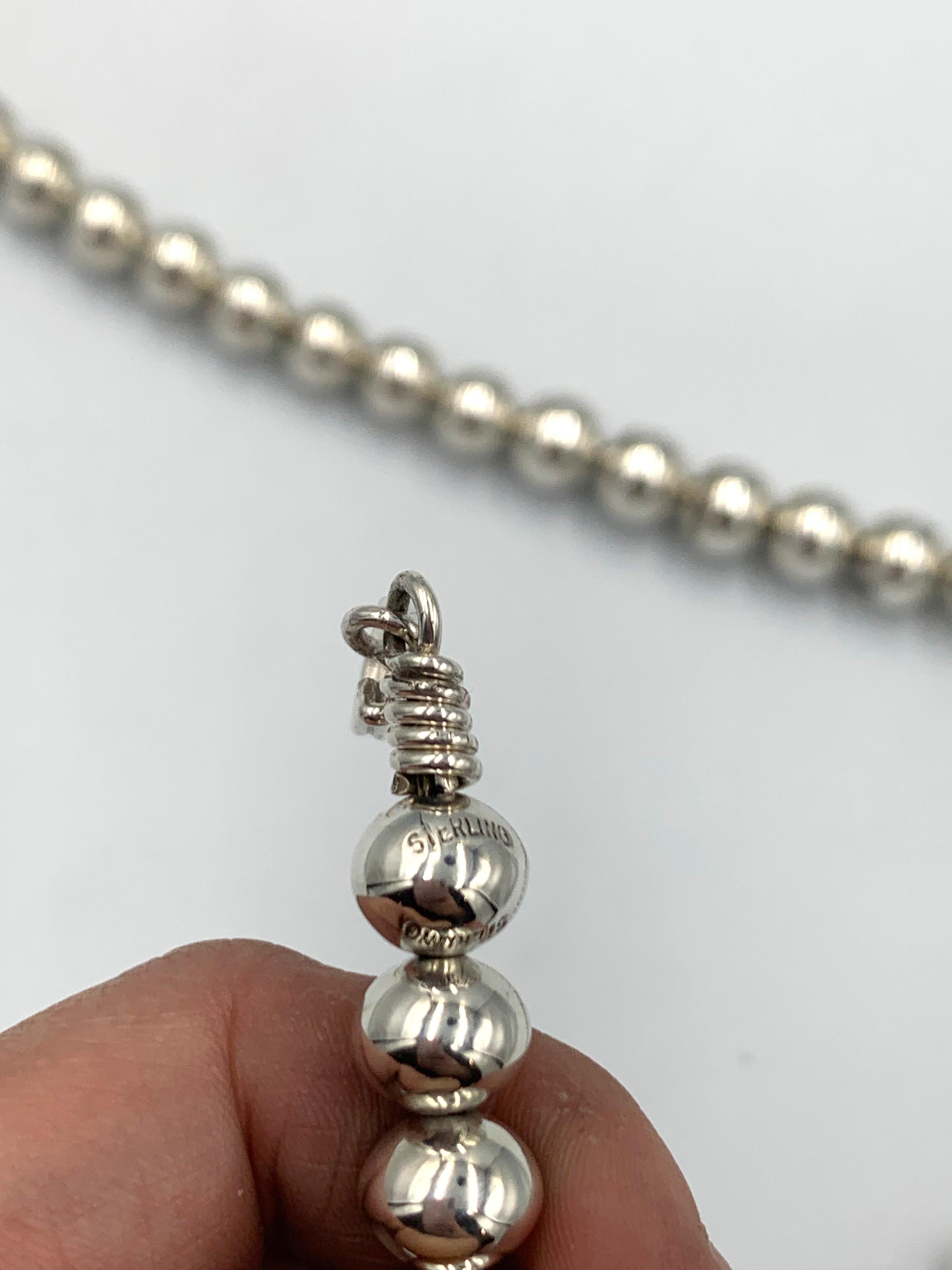 Collar de plata de ley con perlas navajo de 24
