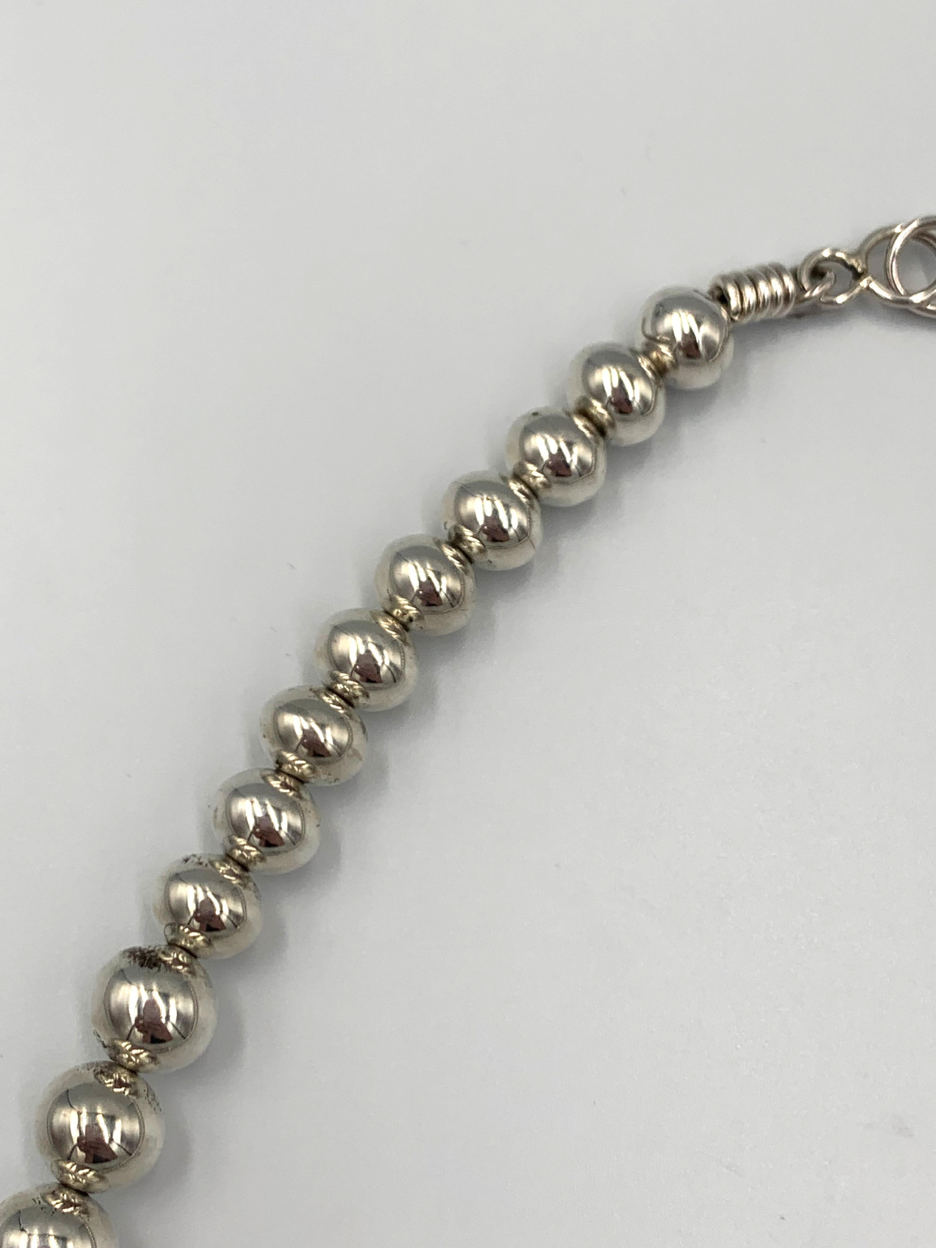 Femenino o masculino Collar de plata de ley con perlas navajo de 24
