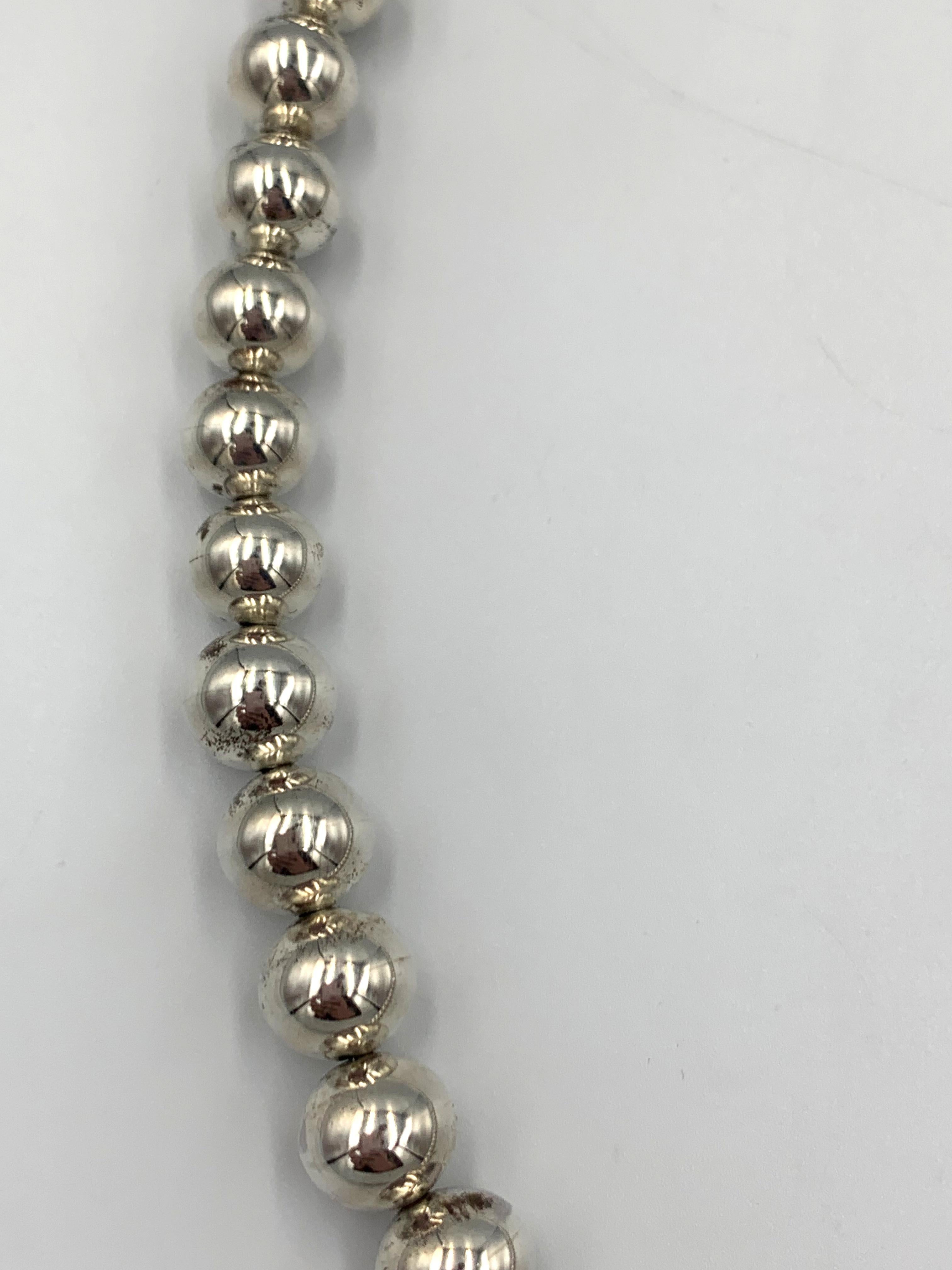 Collar de plata de ley con perlas navajo de 24