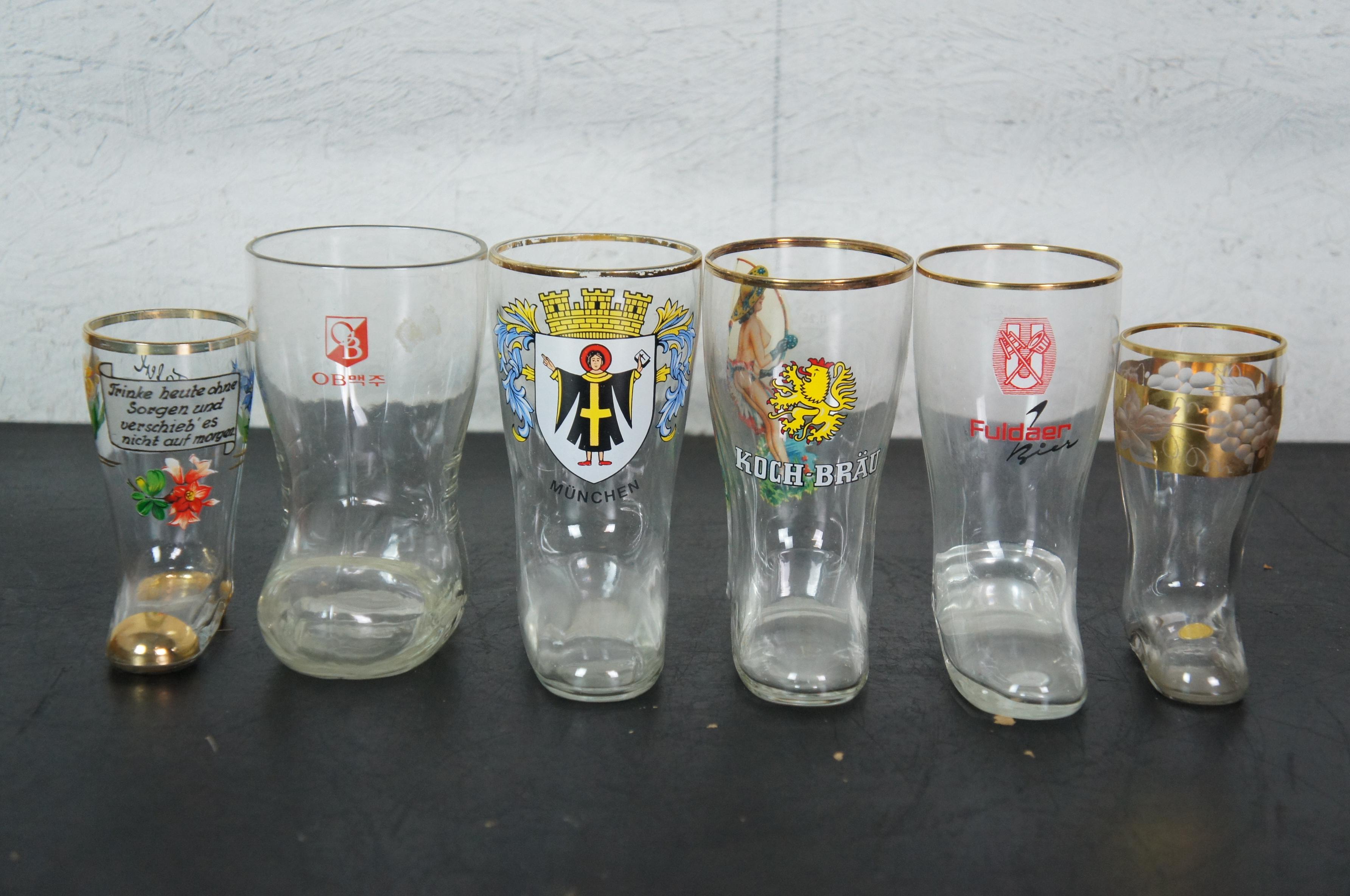 24 Pc Lot Vintage German Beer Glass Drinking Boots Octoberfest 4