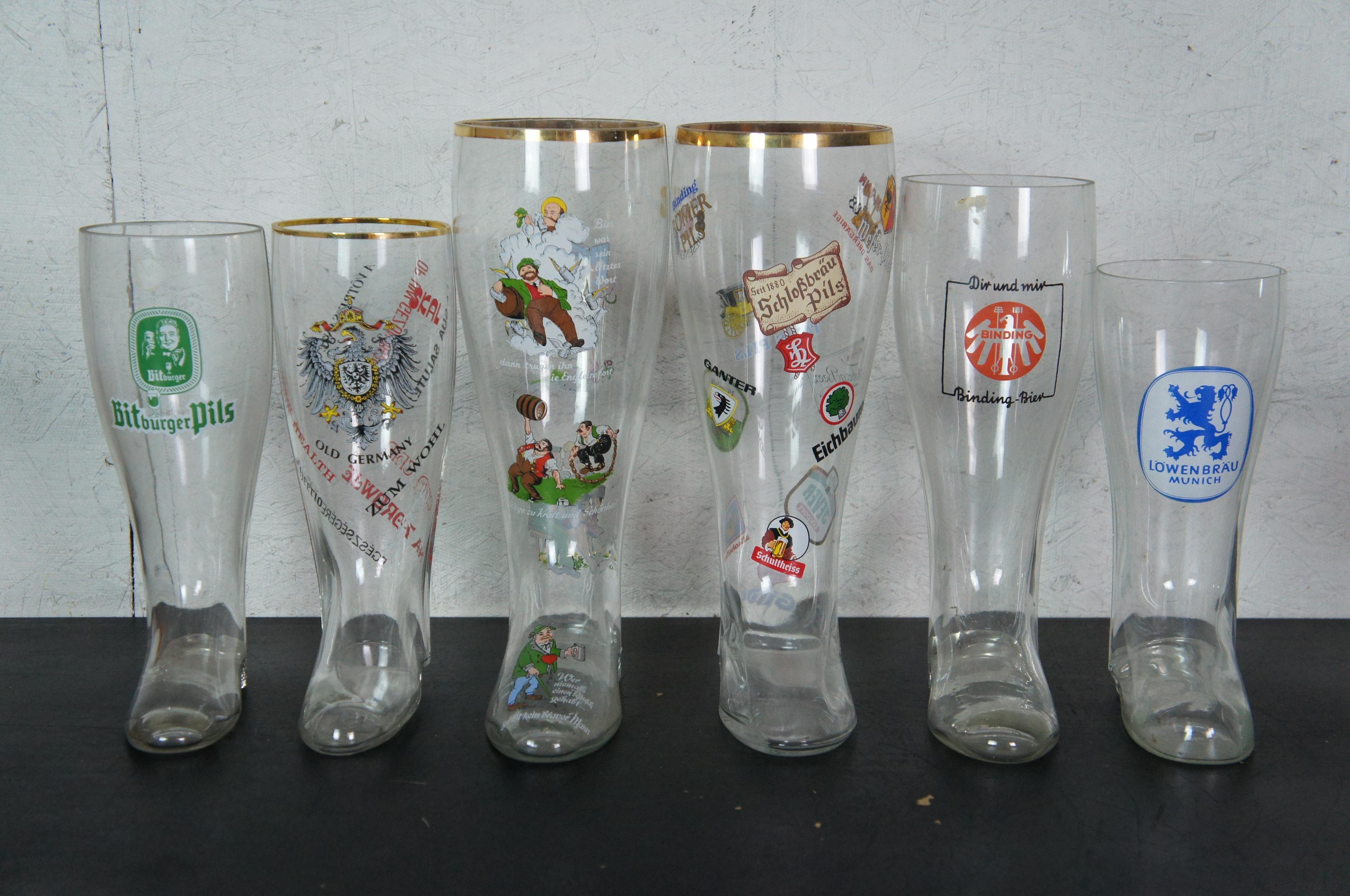 XX secolo 24 Pc Lot Vintage German Beer Glass Drinking Boots Octoberfest 4