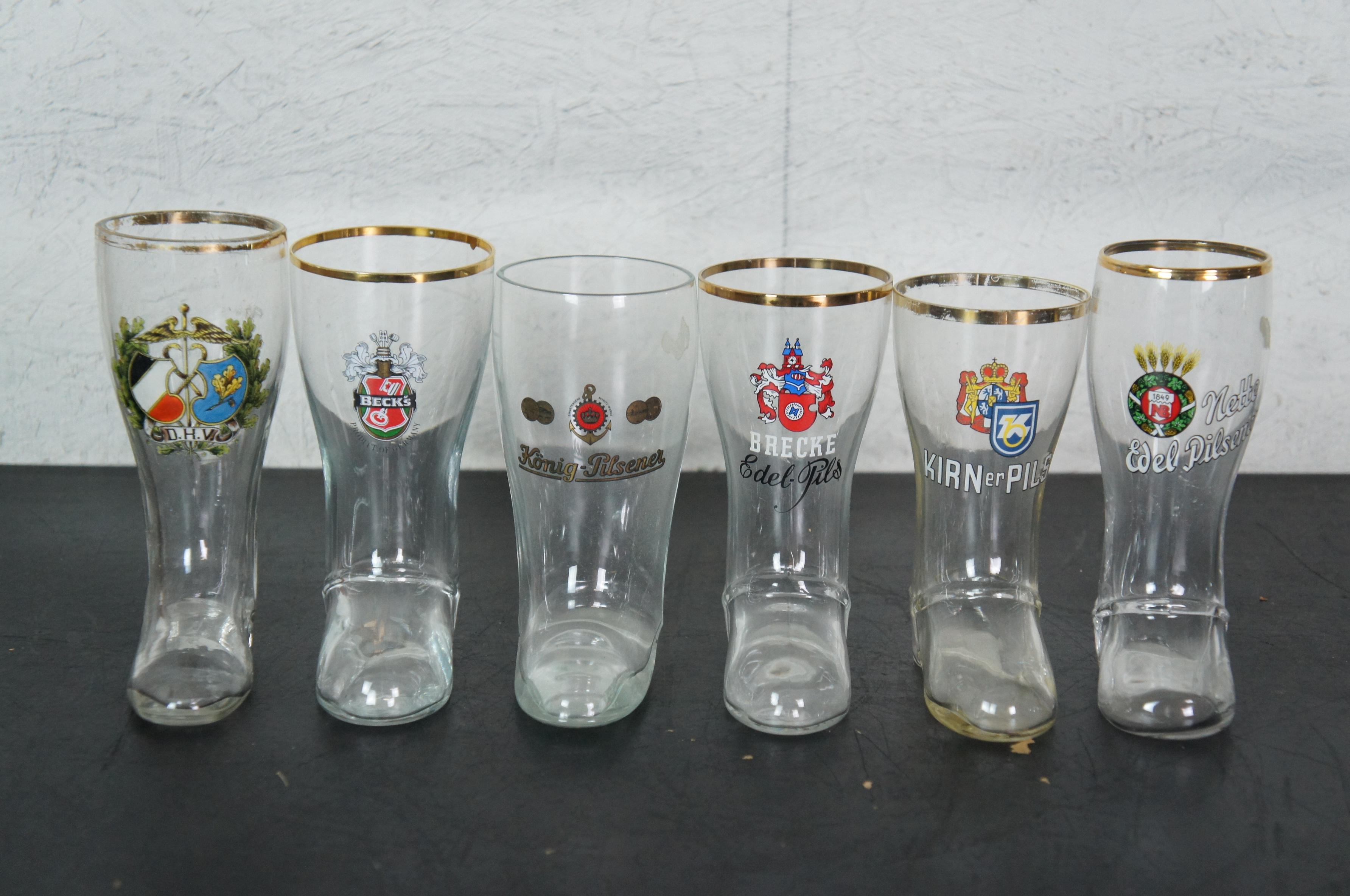 24 Pc Lot Vintage German Beer Glass Drinking Boots Octoberfest 4