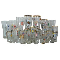 24 Pc Lot Vintage German Beer Glass Drinking Boots Octoberfest 4" to 13"