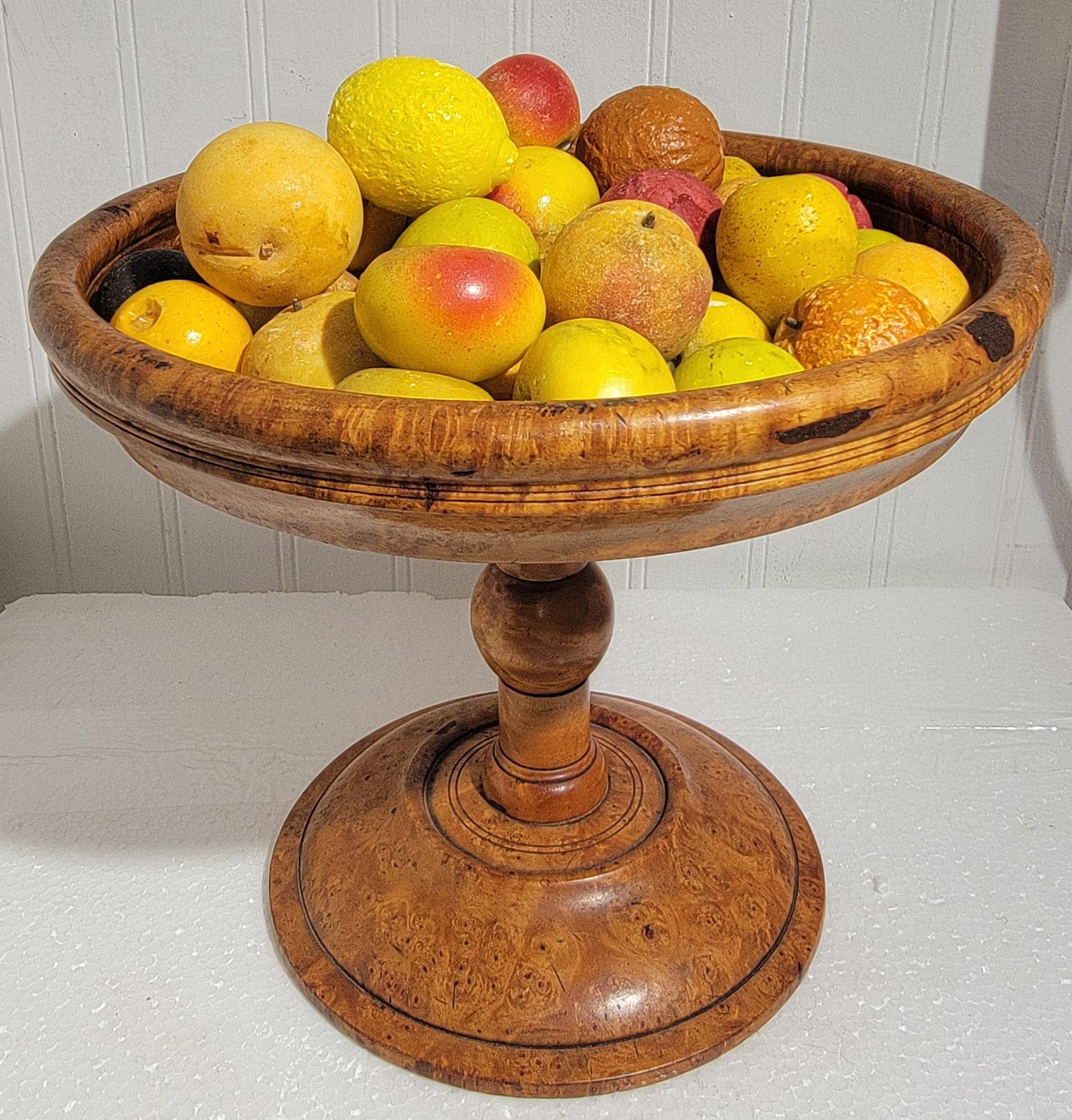 24 Pcs. Alabaster Mini Stone Fruit W/ Birds Eye Maple Compote