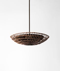 24" Pendant in Handwoven Mocha Rattan, Oil Rubbed Bronze, Ventila Collection