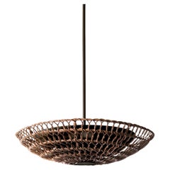24" Pendant in Handwoven Mocha Rattan, Oil Rubbed Bronze, Ventila Collection