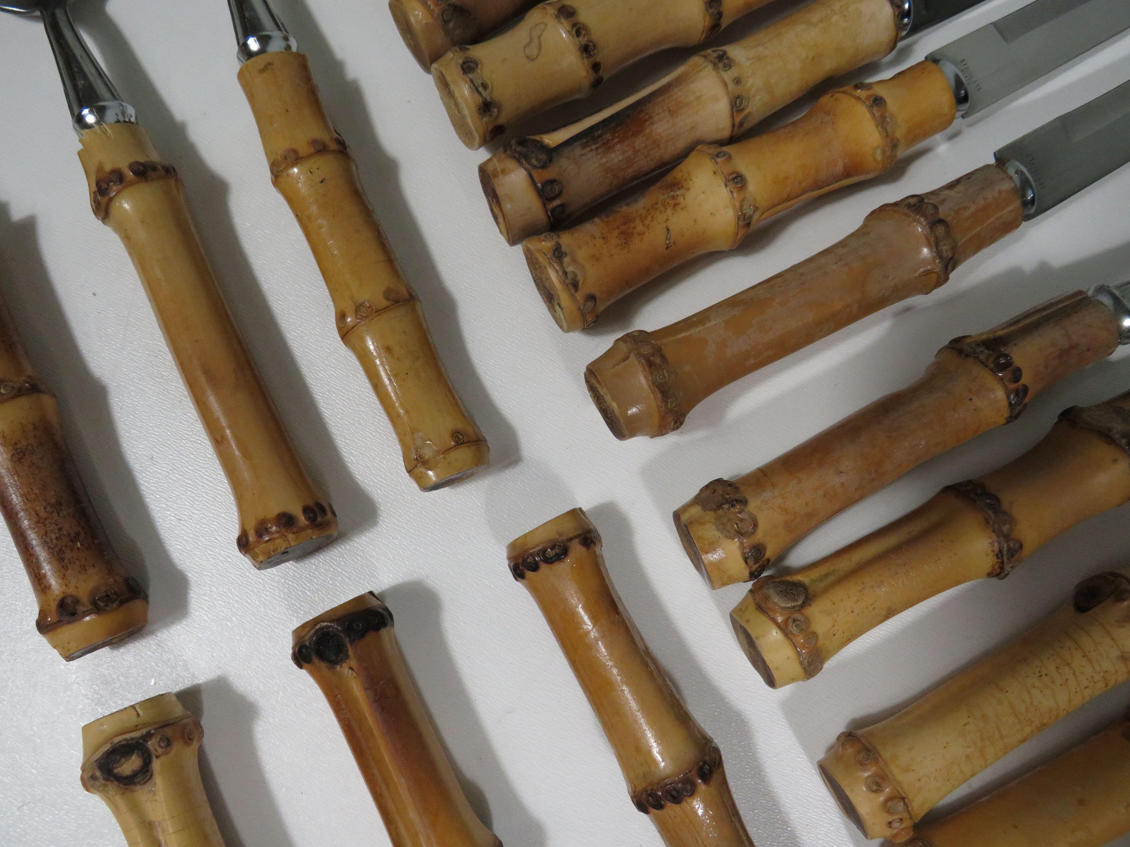 Stainless Steel 24-piece bamboo flatware/cutlery, Italy 1960-1970