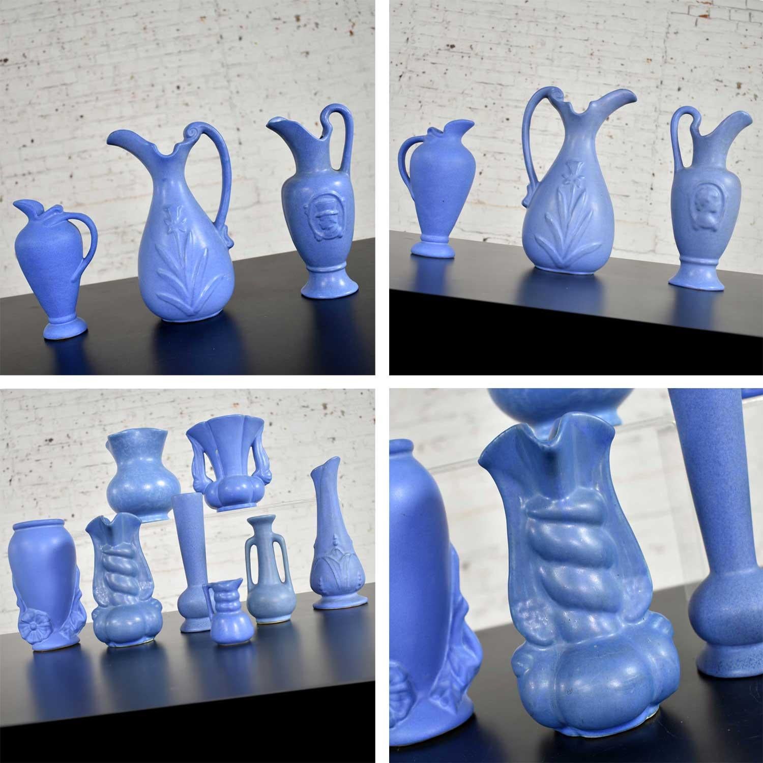 24-Piece Collection of Blue Niloak Midcentury Pottery For Sale 1