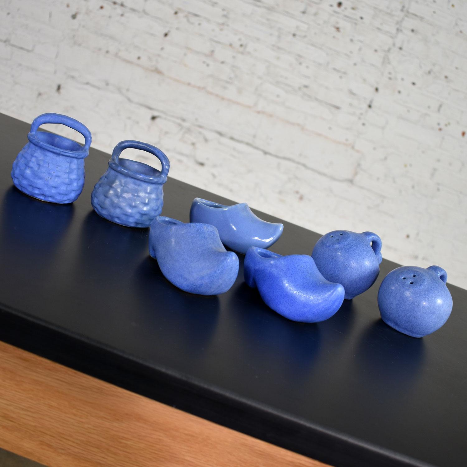 Glazed 24-Piece Collection of Blue Niloak Midcentury Pottery For Sale