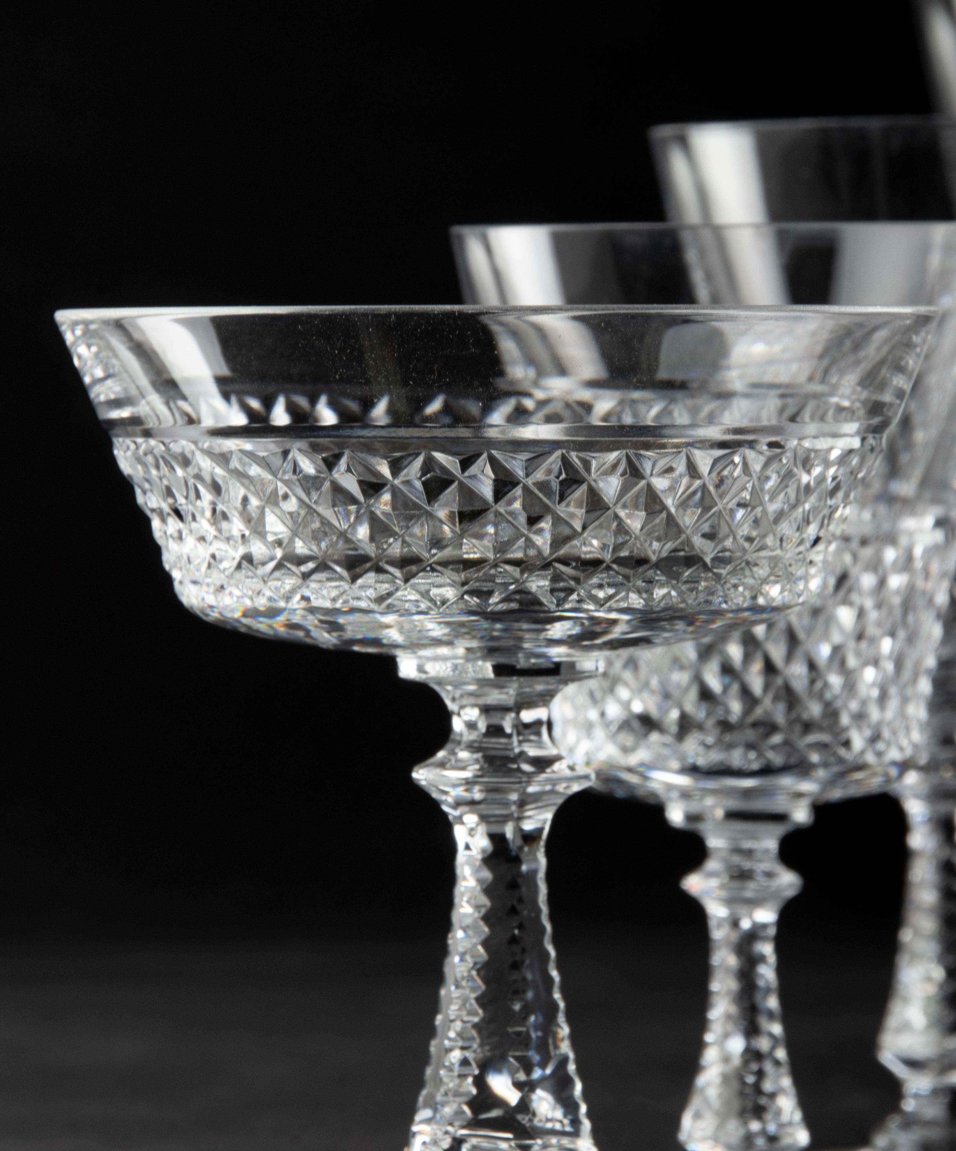 24-Piece Crystal Set of Glasses by Val Saint Lambert model Heidelberg 5