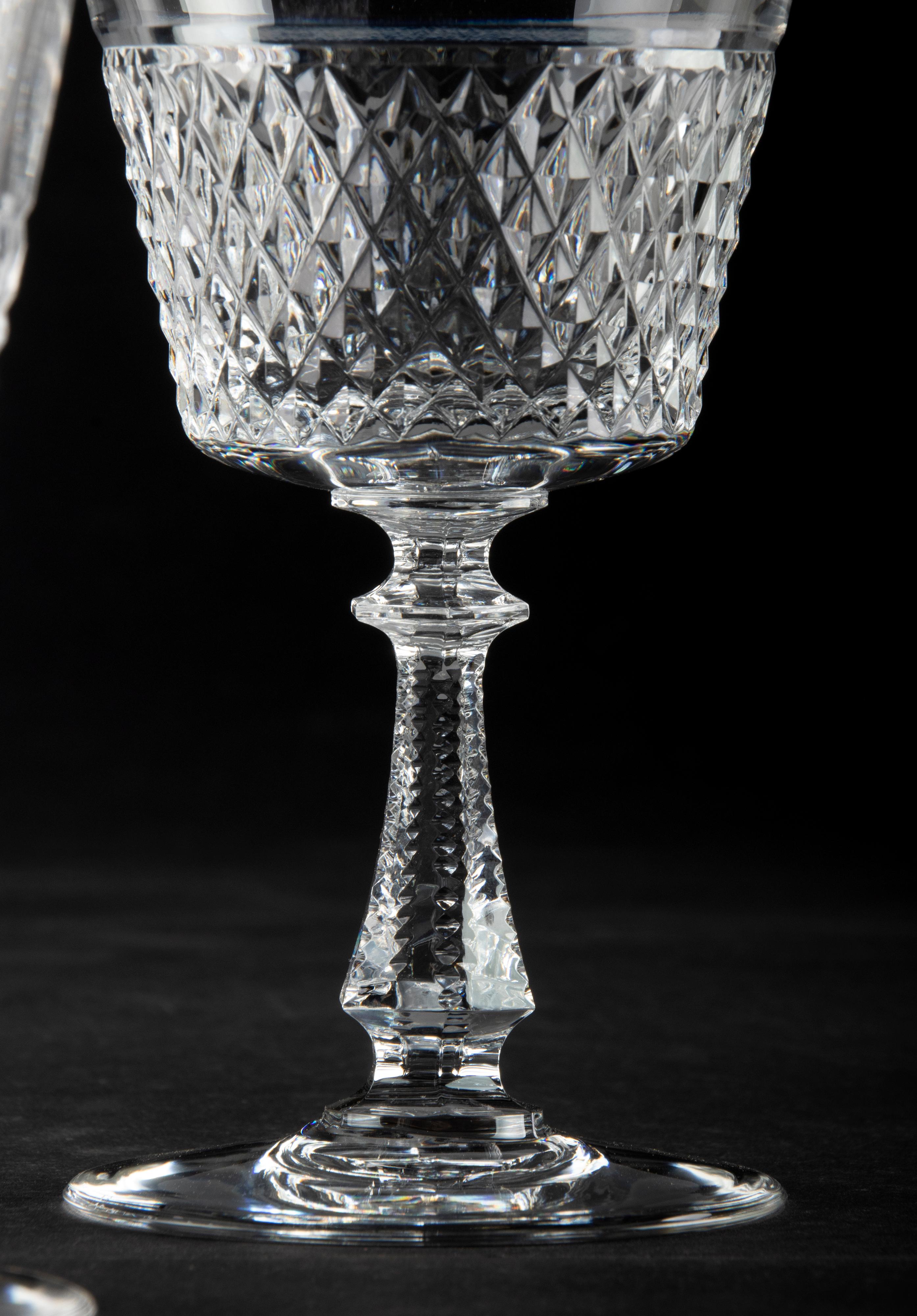 24-Piece Crystal Set of Glasses by Val Saint Lambert model Heidelberg 7